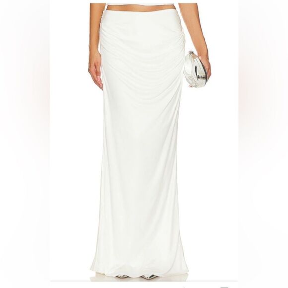 Retrofete Dresses & Skirts - NWT Retrofete Vivienne Skirt White jersey draped maxi Revolve Sz M